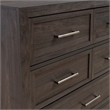 Pemberly Row 5 Drawer Chest with Wood Framed Drawers in Brown