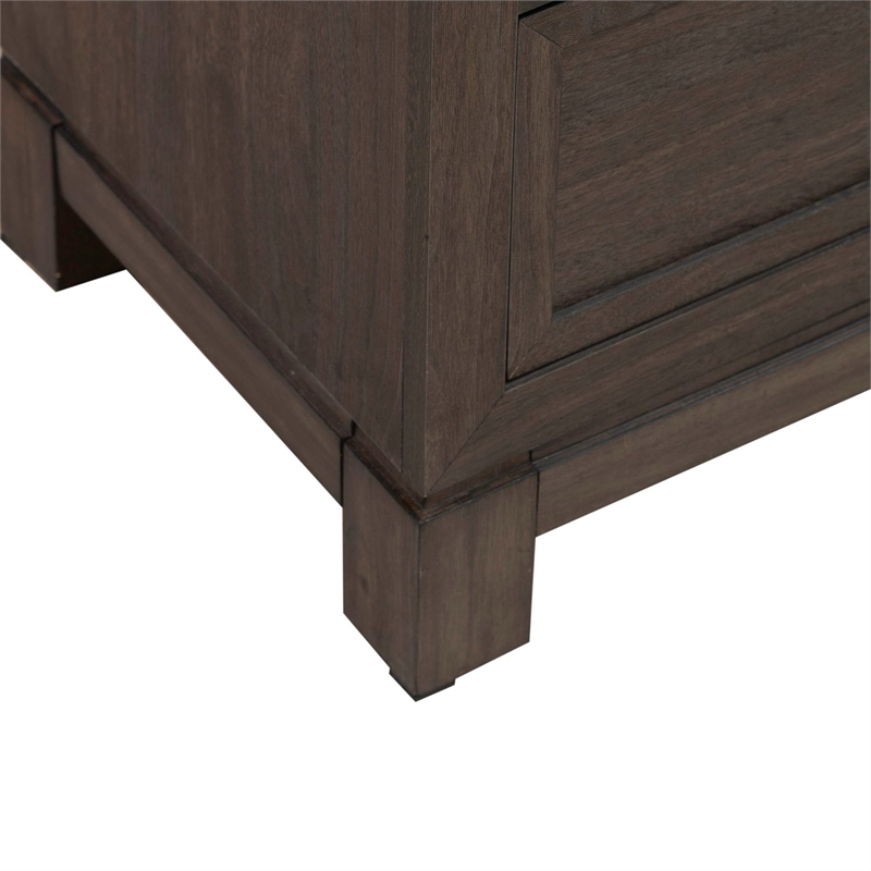 Pemberly Row 5 Drawer Chest with Wood Framed Drawers in Brown