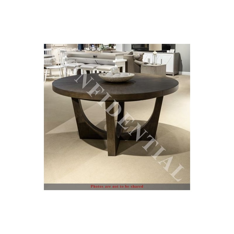Pemberly Row 5 Piece Pedestal Table Dining Room Set in Brown