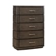 Pemberly Row Queen Panel Bed with Dresser Mirror Chest and Nightstand in Brown