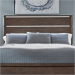 Pemberly Row Queen Panel Bed with Dresser Mirror Chest and Nightstand in Brown