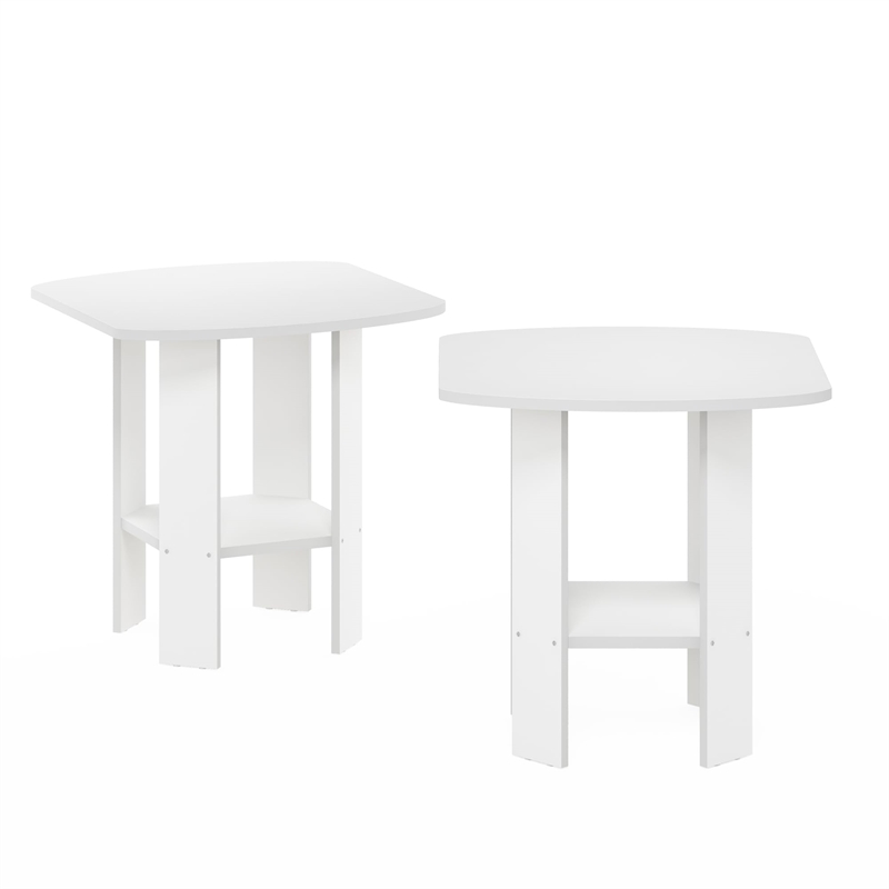 Pemberly Row Oval End Table with Open Shelf in White Finish Set of 2