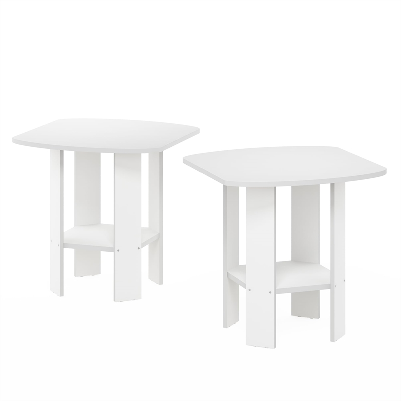 Pemberly Row Oval End Table with Open Shelf in White Finish Set of 2