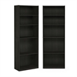 Pemberly Row Set of 2 Five Tier Bookshelf with Adjustable Shelf in Espresso