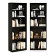 Pemberly Row Set of 2 Five Tier Bookshelf with Adjustable Shelf in Espresso