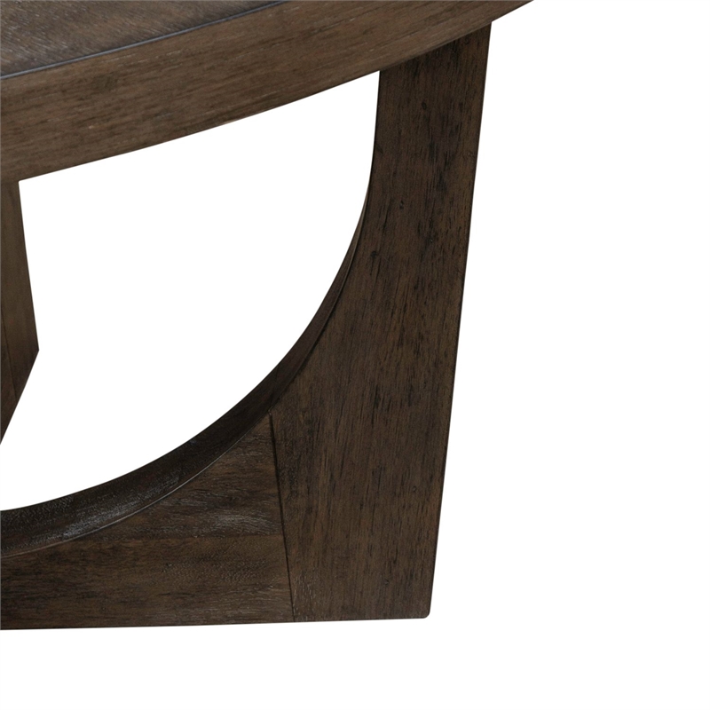 Pemberly Row Pedestal Dining Table with Sunburst Veneer Top in Brown