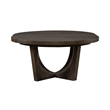 Pemberly Row Pedestal Dining Table with Sunburst Veneer Top in Brown