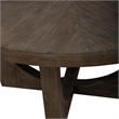 Pemberly Row Pedestal Dining Table with Sunburst Veneer Top in Brown