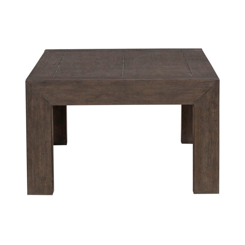 Pemberly Row Rectangular Cocktail Table with Planked Top in Brown