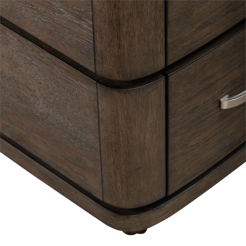 Pemberly Row 9 Drawer Dresser and Mirror with Starburst Veneer in Brown