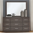 Pemberly Row 9 Drawer Dresser and Mirror with Starburst Veneer in Brown