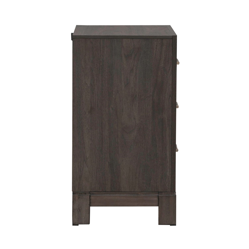 Pemberly Row Nightstand with Built-In Charging Station and 3 Drawers in Caffe