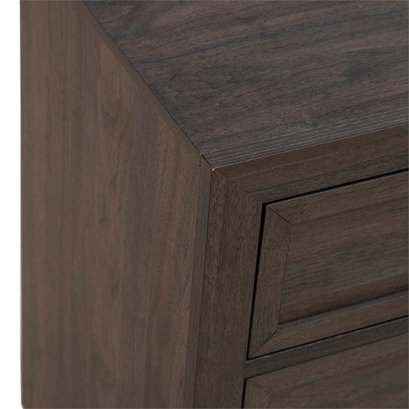 Pemberly Row Nightstand with Built-In Charging Station and 3 Drawers in Caffe