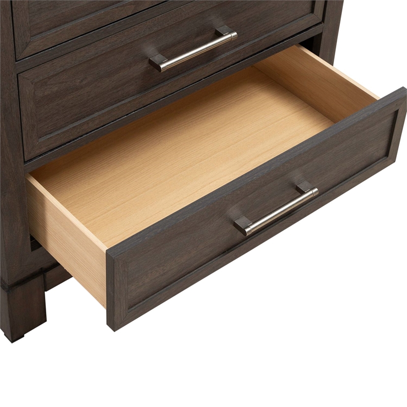 Pemberly Row Nightstand with Built-In Charging Station and 3 Drawers in Caffe