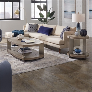 Pemberly Row 3 Piece Oval Cocktail and End Table Set with Metal Legs in Brown