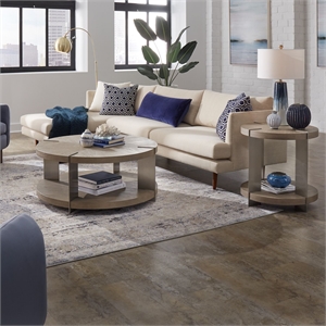 Pemberly Row 3 Piece Cocktail and End Table Set with Metal Legs in Sandstone
