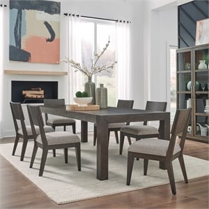 Pemberly Row 7 Piece Rectangular Table Dining Set with Chairs in Brown