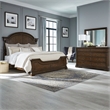 Pemberly Row King Poster Bed with Dresser and Mirror in Cherry
