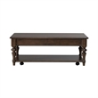 Pemberly Row Rectangular Cocktail Table with Casters and Open Shelf in Cherry