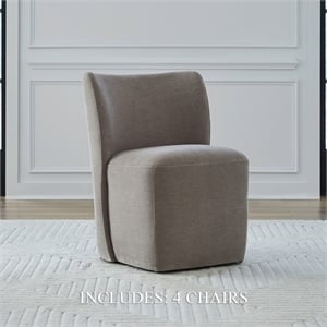 Pemberly Row Rounded Back Dining Chairs with Casters Set of 4 in Truffle