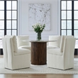 Pemberly Row Squared Back Dining Chairs with Casters Set of 4 in Ivory