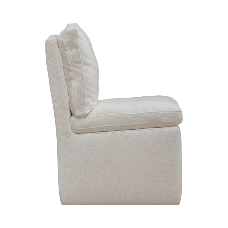 Pemberly Row Squared Back Dining Chairs with Casters Set of 4 in Ivory
