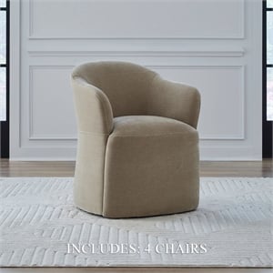 Pemberly Row Squared Arm Dining Chairs with Casters Set of 4 in Wicker