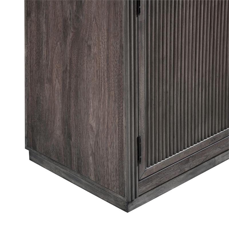Pemberly Row 77 Inch TV Console with Reeded Doors and Wire Management in Brown
