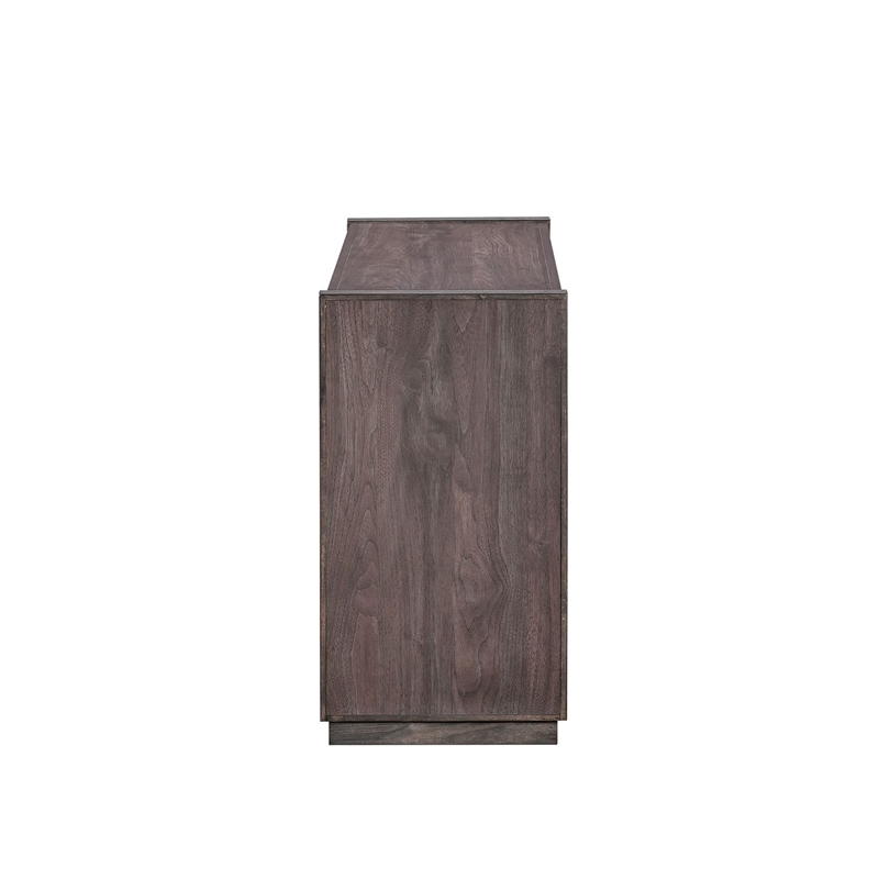 Pemberly Row 77 Inch TV Console with Reeded Doors and Wire Management in Brown