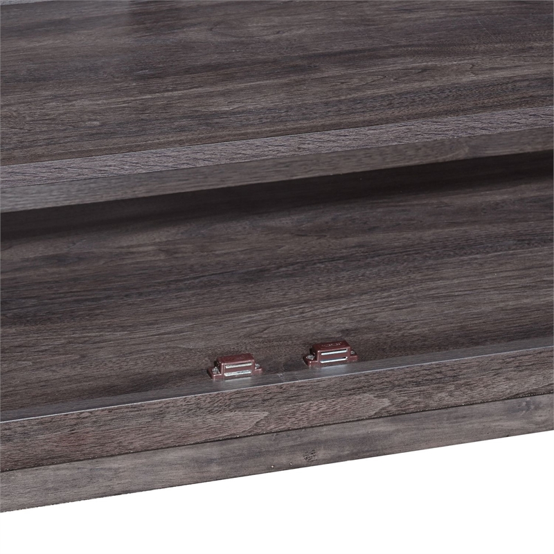 Pemberly Row 77 Inch TV Console with Reeded Doors and Wire Management in Brown