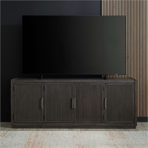Pemberly Row 77 Inch TV Console with Reeded Doors and Wire Management in Brown