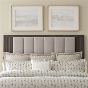 Pemberly Row King Upholstered Panel Headboard with Reeded Trim in Brown