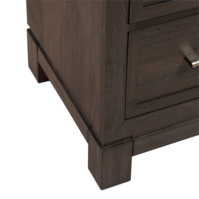 Pemberly Row 2 Door 6 Drawer Dresser with Reeded Molding in Caffe Brown