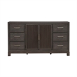 Pemberly Row 2 Door 6 Drawer Dresser with Reeded Molding in Caffe Brown