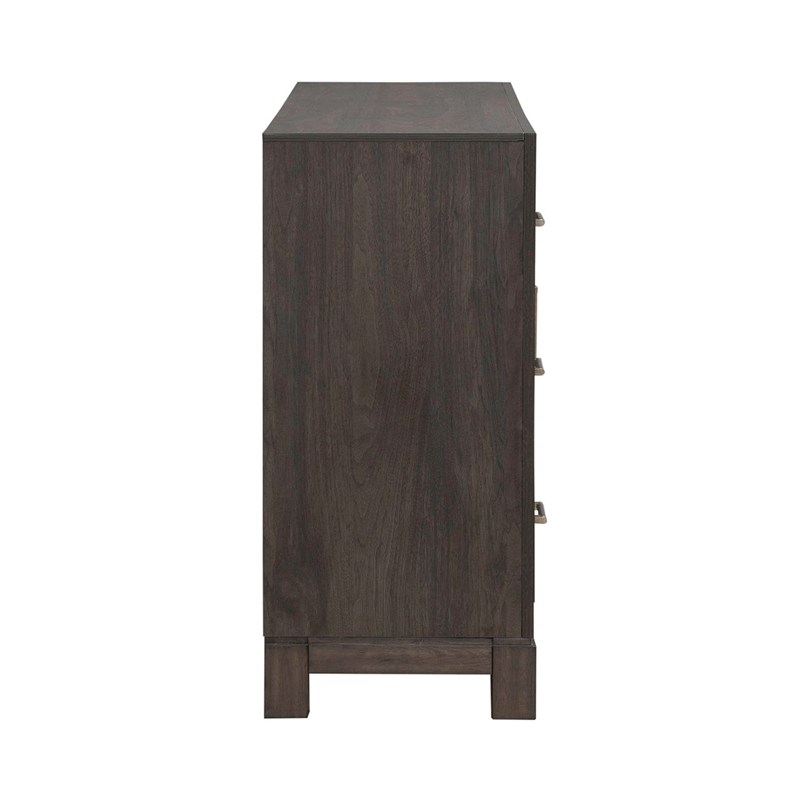Pemberly Row 2 Door 6 Drawer Dresser with Reeded Molding in Caffe Brown