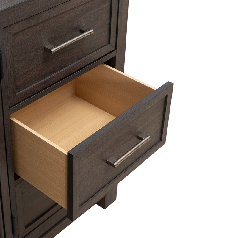 Pemberly Row 2 Door 6 Drawer Dresser with Reeded Molding in Caffe Brown