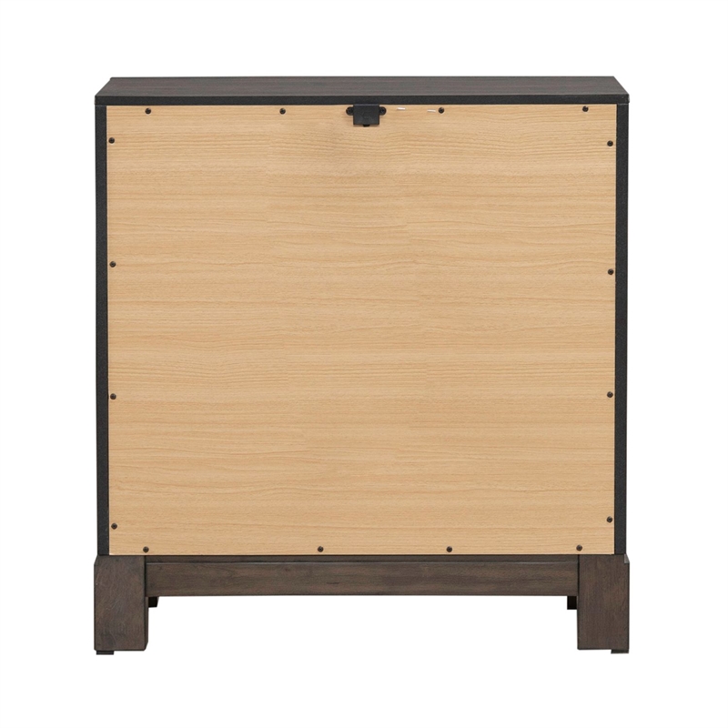 Pemberly Row King Upholstered Bed Dresser Mirror Chest Nightstand in Brown