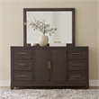 Pemberly Row King Upholstered Bed Dresser Mirror Chest Nightstand in Brown