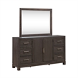 Pemberly Row King Upholstered Bed Dresser Mirror Chest Nightstand in Brown