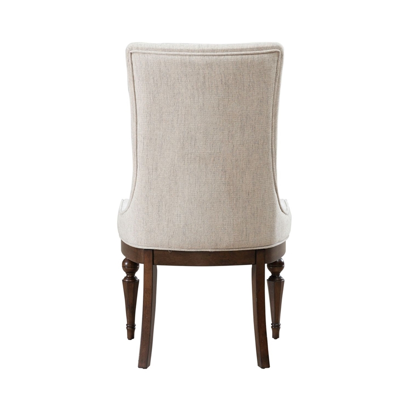 Pemberly Row Upholstered Side Chair with Chenille Fabric Set of 2 in Cherry