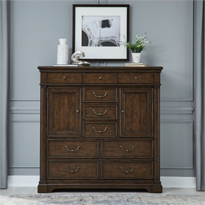 Pemberly Row 2 Door 10 Drawer Chest with Cedar Lined Drawers in Cherry
