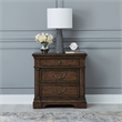 Pemberly Row Queen Poster Bed with Dresser Mirror and Nightstand in Cherry