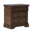 Pemberly Row Queen Poster Bed with Dresser Mirror and Nightstand in Cherry