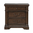 Pemberly Row Queen Poster Bed with Dresser Mirror and Nightstand in Cherry
