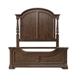 Pemberly Row Queen Poster Bed with Dresser Mirror and Nightstand in Cherry