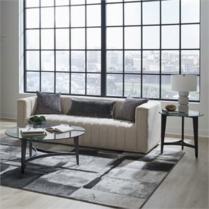 Pemberly Row 3 Piece Cocktail and End Table Set with Glass Tops in Brown