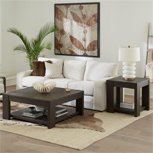 Pemberly Row 3 Piece Cocktail and End Table Set with Casters in Brown