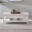 Pemberly Row Rectangular Cocktail Table with Slatted Shelf in White