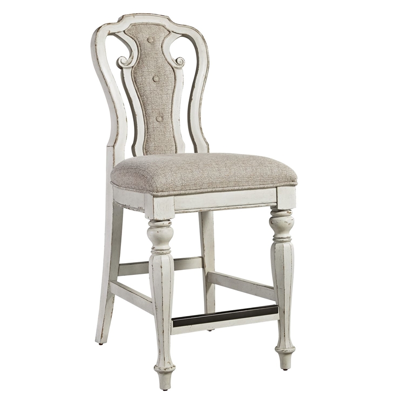 Pemberly Row Splat Back Counter Height Chair Set of 2 in White
