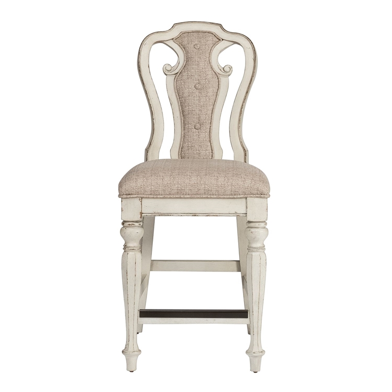 Pemberly Row Splat Back Counter Height Chair Set of 2 in White